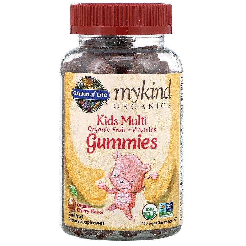 Полівітаміни для дітей Garden of Life, MyKind Organics "Kids Multi Gummies" вишневий смак (120 ведмедиків)