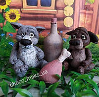 Фигурки из бельгийского шоколада Волк и Собака герои мультфильмов Шоколадный декор На торт