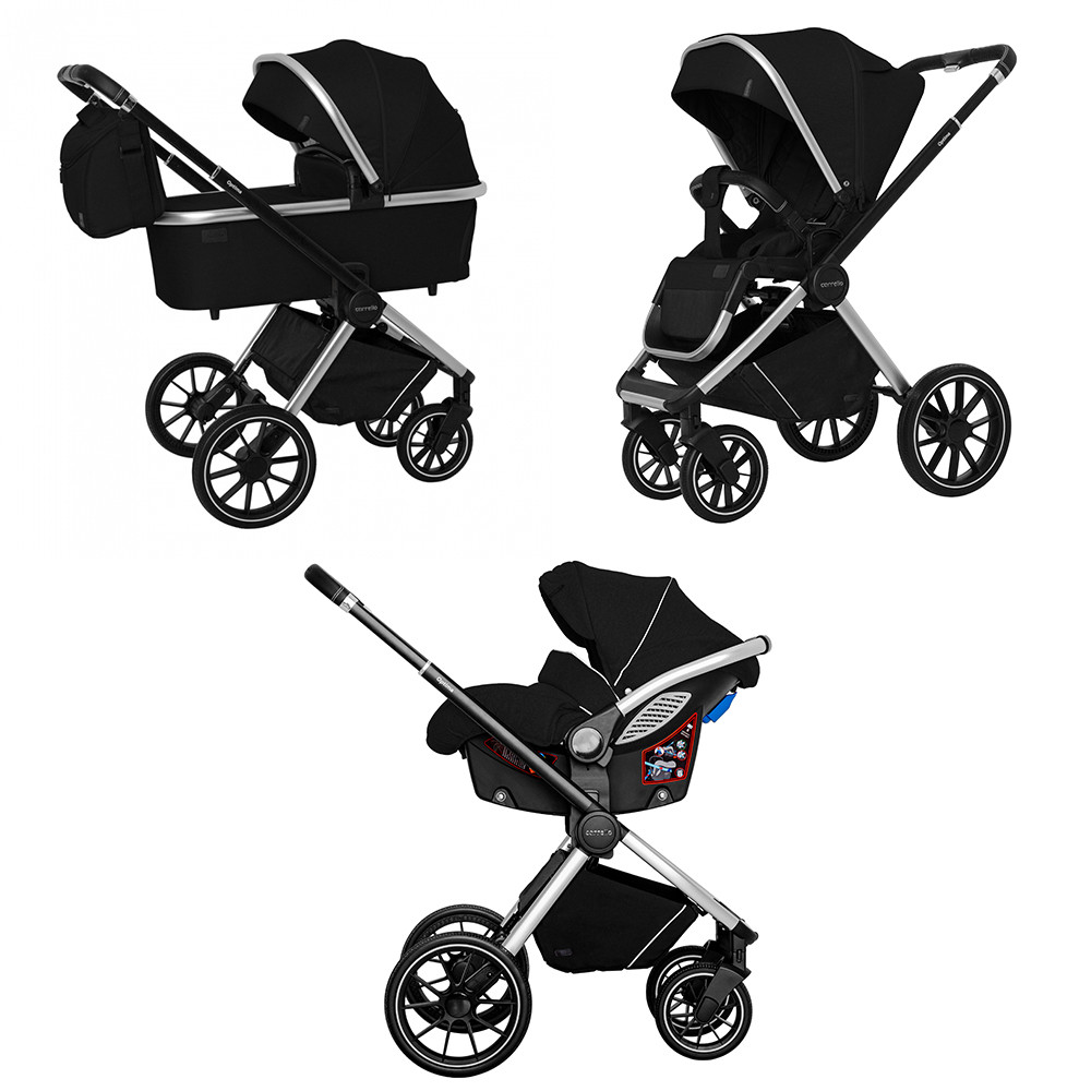Універсальна коляска 3 в 1 Carello Optima CRL-6504 Leather Black Текстиль льон Сумка для мами