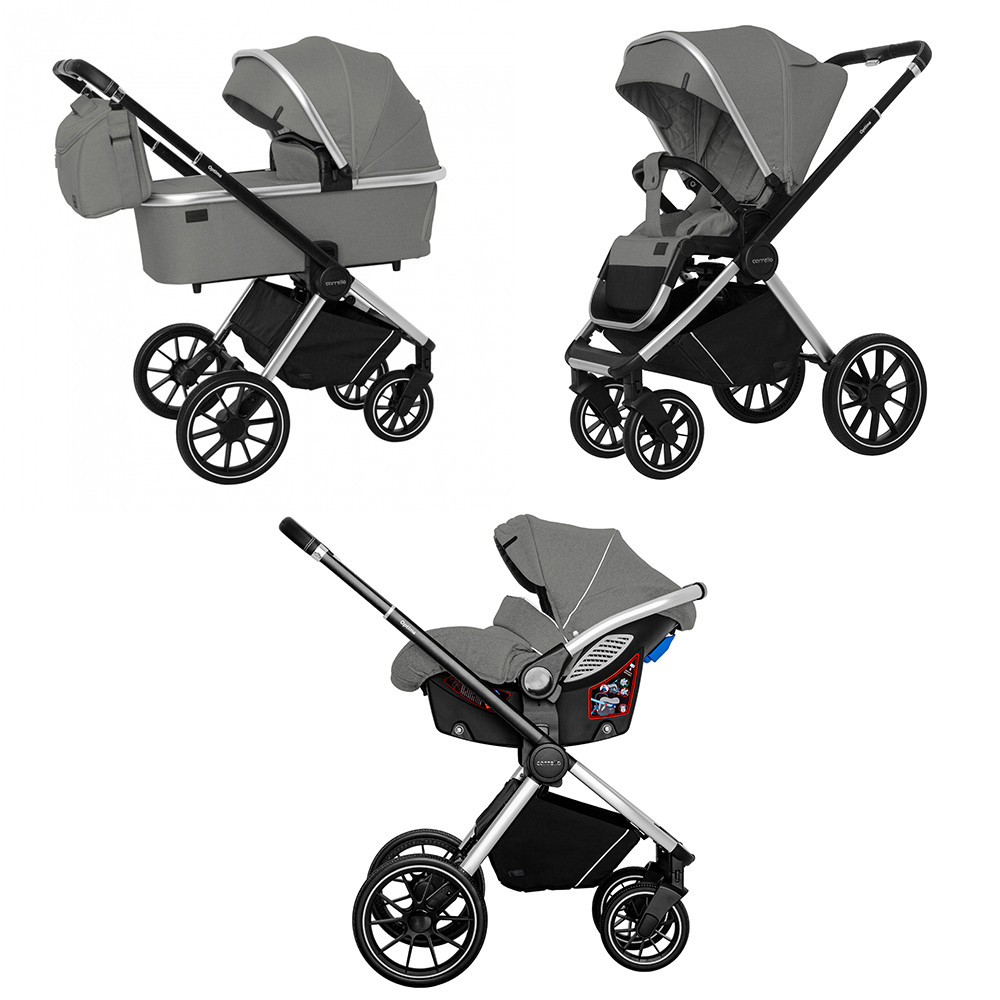 Універсальна коляска 3 в 1 Carello Optima CRL-6504 Mirror Grey Текстиль льон Сумка для мами