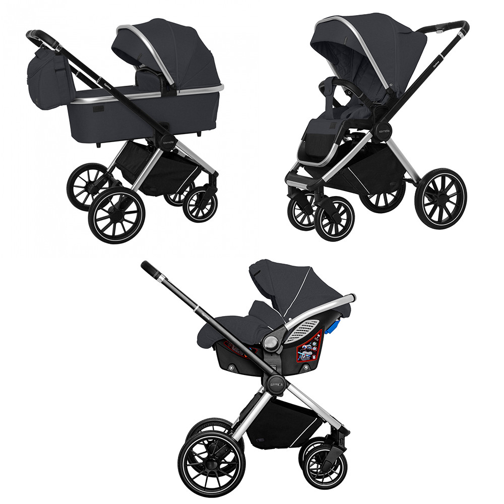 Універсальна коляска 3 в 1 Carello Optima CRL-6504 Platinum Grey Текстиль льон Сумка для мами