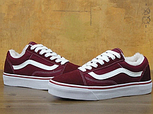 Жіночі кеди Vans Old Skool Red White (хутро) 11069, фото 2