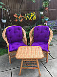 2 крісла "Обічні" з фіолетовими подушками та столик квадратний "Обічний", фото 2