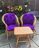 2 крісла "Обічні" з фіолетовими подушками та столик квадратний "Обічний", фото 3