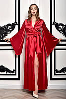 Женский атласный кимоно Красный 48