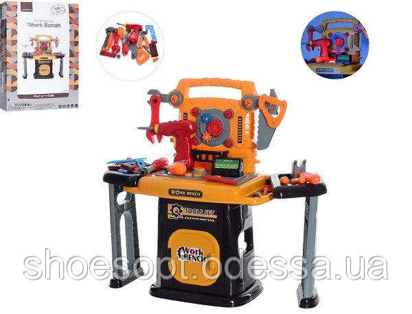 Ігровий набір стіл Верстак з інструментами валіза — музика, світло, дриль, фото 1
