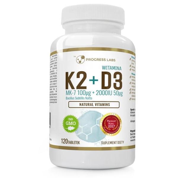 Вітаміни Д3+К2 Progress Labs Vitamin D3+K2 120 таб.