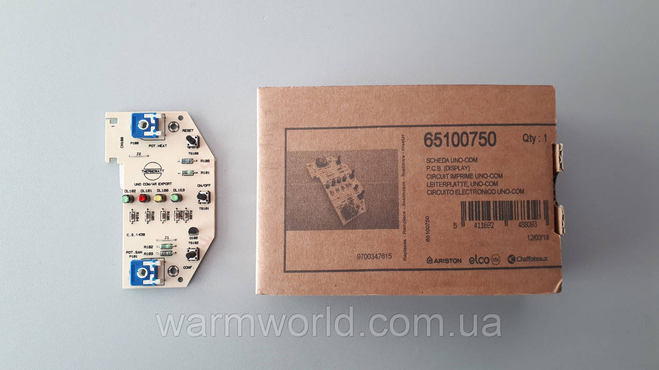 65100750 Плата дисплея Ariston UNO, фото 1