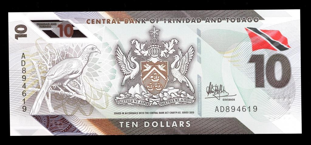 Банкнота Тринідад і Тобаго 10 доларів 2020 р. Unc