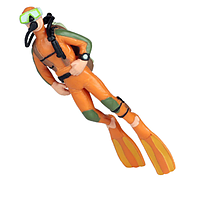 Фигурка статуэтка водолаз плавец подводник ласты игрушка сувенир оранжевый