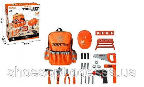 Дитячий набір інструментів рюкзак, каска, дриль, фото 1