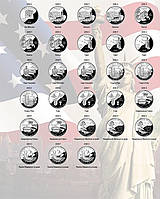 Комплект листов с разделителями для монет США квотеры "Штаты и территории" по МД (D, P, S)