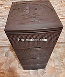 Тумбочка пластикова плетінка на 4 ящики ротанг коричневий, фото 5