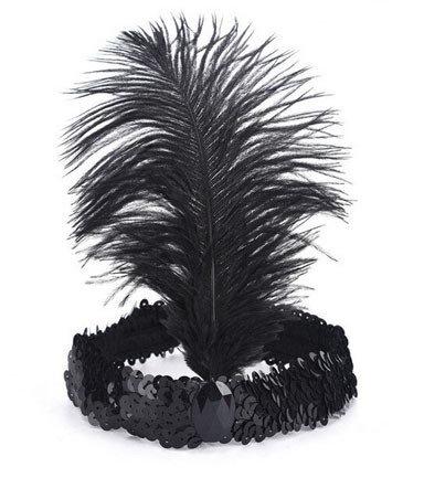 Ободок пов'язка для волосся святкова чорна Перо