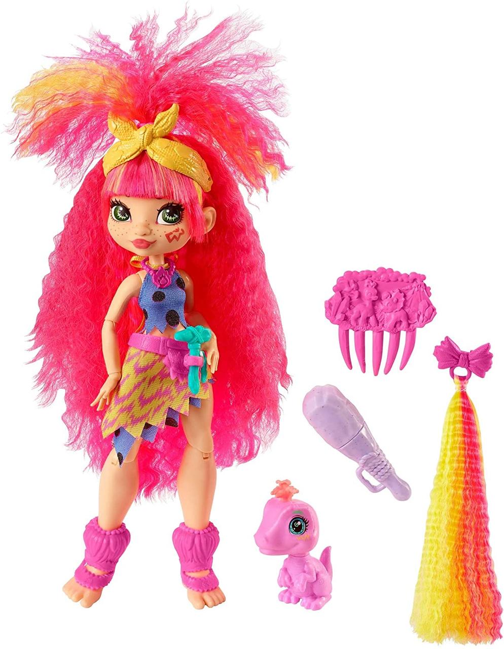 Кукла Пещерный клуб Эмберли с прядью и питомец Флэр Cave Club Emberly, Mattel Оригинал из США