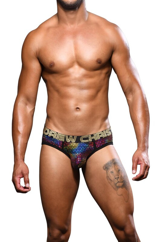 Бріфи Andrew Christian Disco у кольоровий блискучий камуфляж
