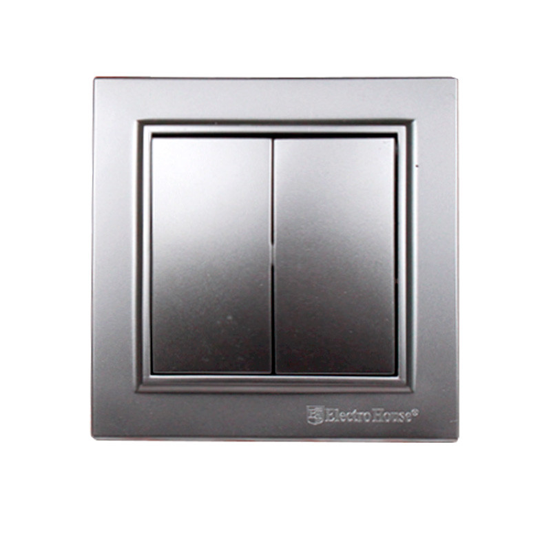 Вимикач подвійний Enzo Срібний камінь, фото 1