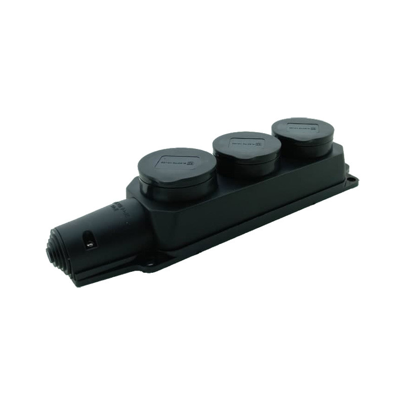 Колодка із заземленням і кришкою на 3 гнізда Каучук, фото 1