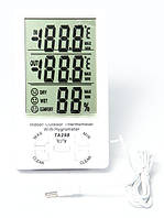 Портативна метеостанція гігрометр — термометр — годинник будильник із виносним датчиком TA-298