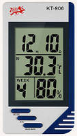 Портативна метеостанція гігрометр — термометр — годинник будильник KT-906