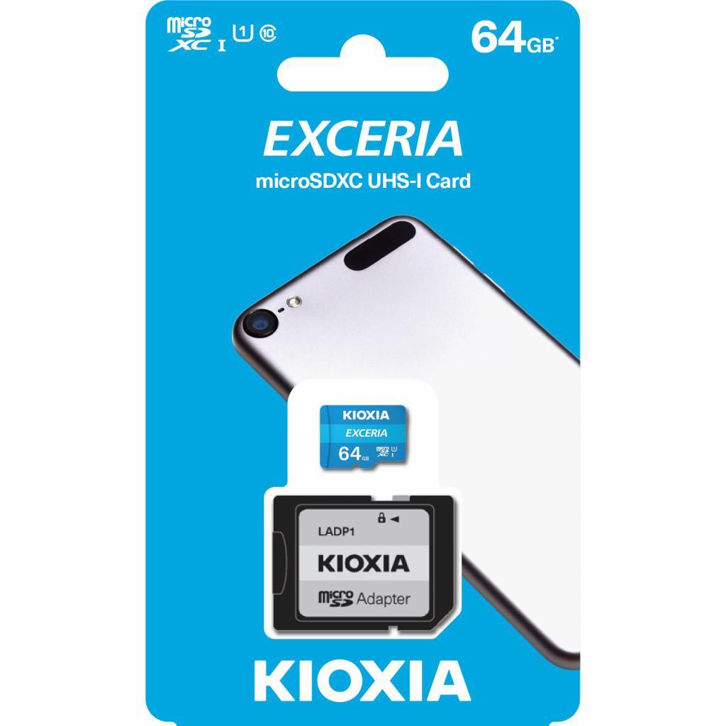 Картка пам'яті Kioxia Exceria microSDHC UHS-I 64 GB Class10+SD (LMEX1L064GG2), фото 1