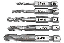 Набір свердел metabo для металу 3,4,5,6,8 шестигранник