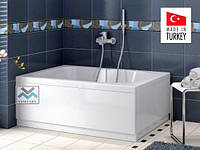 Ванна акриловая белая Shower Artmina 130х70х55см прямоугольная с ножками панелями сифоном