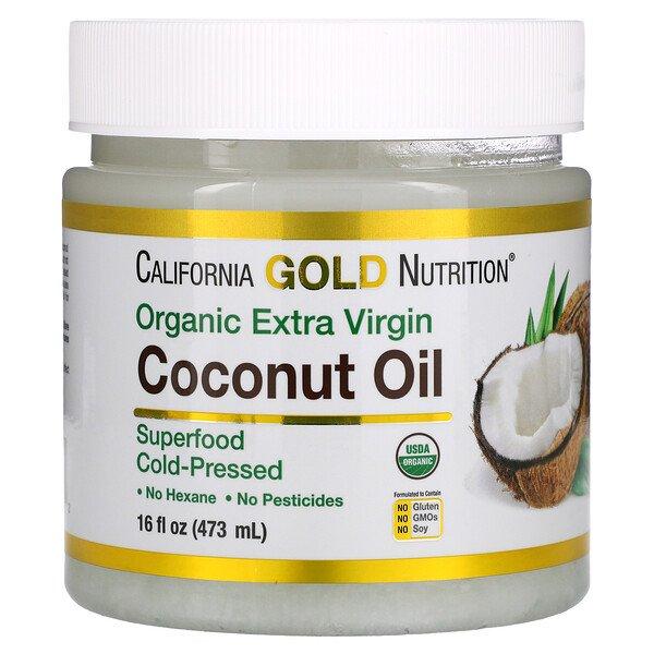 Кокосова олія першого холодного віджиму, Coconut Oil California Gold Nutrition, 473 мл