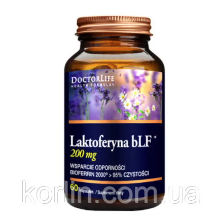Лактоферин 200 мг Для імуніта Від Вірусів 60 кап Doctor Life Laktoferyna bLF 200 mg Доставка з ЄС