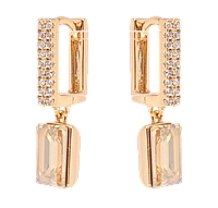 Серьги Xuping Позолота 18K с кристаллами Swarovski подвески на колечках "Кристаллы Golden Shadow"