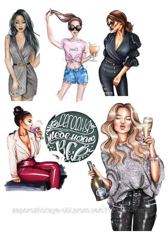 Романтичні дівчата, жінки,леді вафельна картинка, фото 1