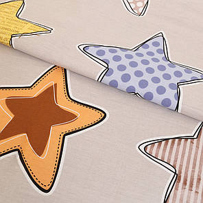 Тканина для постільної білизни Сатин S-064 (A+B) - (60м+60м) зірки, фото 2