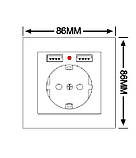 USB-Рожетка 16A, 250V / Два USB-порти / Заземлення, white, фото 3