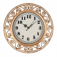 Настінний годинник вінтажний золотий з вензелями 30 см.