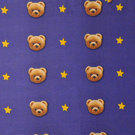 Темний синій Сатин 100% бавовна принт ведмедика, натуральна тканина 220 см для пошиття постільної білизни в рулоні 60 м, фото 2