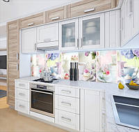Панелі на кухонний фартух ПЕТ чайні сервізи гламурні, з двостороннім скотчем 62 х 205 см, 1,2 мм