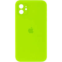 Чехол Silicone Case Apple iPhone 11 (6.1) квадратный в стиле 12 закрытый низ и камера (Neon green) Салатовый