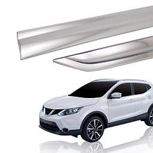 Вітровики хромовані, дефлектори вікон Nissan Qashqai 2014-2020 (Auto clover D627)