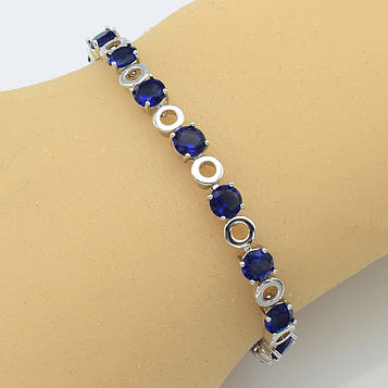 XUPING Браслет Родій з синіми цирконами Довжина 18.5см, Ширина 0.5см