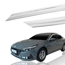 Дефлектори вікон хромовані, вітровики Hyundai Elantra CN7 2020- (Autoclover E032 6шт.)