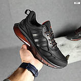 Чоловічі кросівки в стилі Adidas чорні з помаранчевим, фото 3