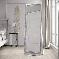 Большое напольное зеркало 168х58 Белое с серой патиной Black Mirror в примерочную гардеробную