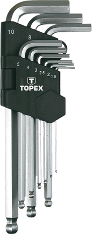 Ключі шестигранні (набір шестигранників) Topex 1.5-10 мм 9 шт., фото 2