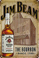 Металлическая табличка / постер "Джим Бим Бурбон (Jim Beam Bourbon)" 20x30см (ms-00393)