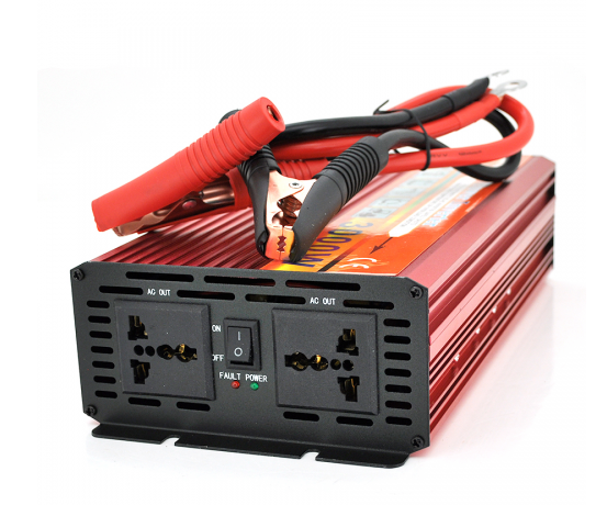 Автономний інвертор Voltronic 3000W, 12/220V універсальна розетка, клемні дроти - крокодили