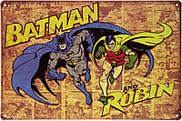 Металлическая табличка / постер "Бэтмен И Робин / Batman and Robin" 30x20см (ms-00628)