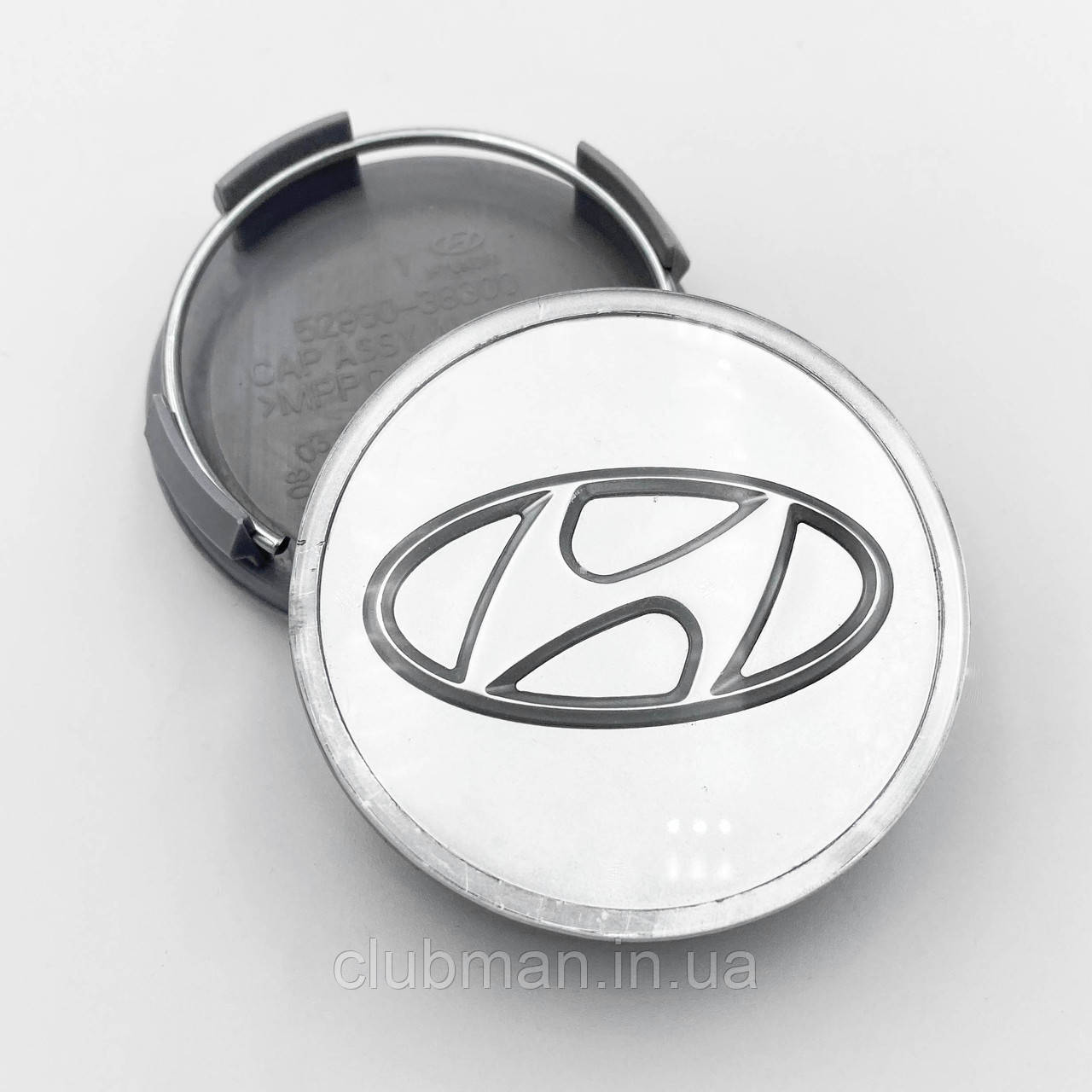 Ковпачки (заглушки) на литі диски HYUNDAI (Хундай) 60 мм сірий-металік "скло"