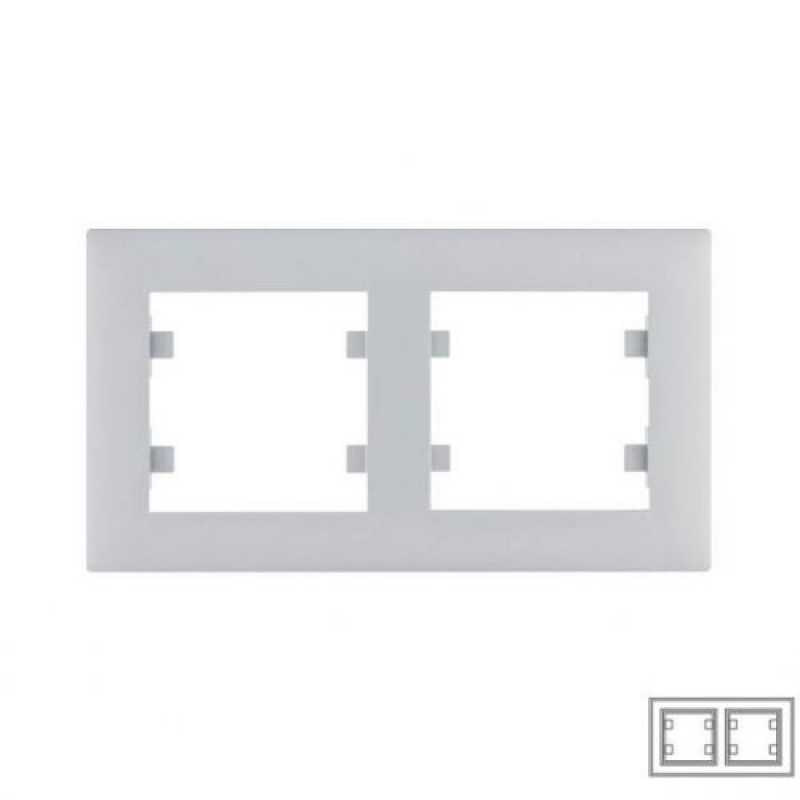 Рамка 2-містна срібло Intense Lumina-2 Hager WL5722