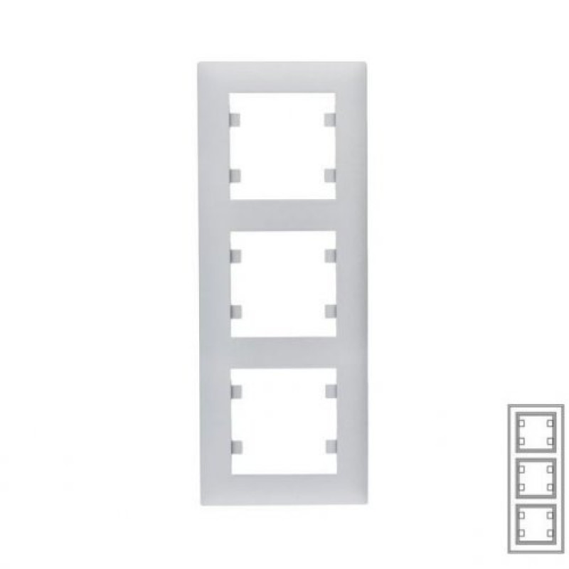 Рамка 3-містна вертикальна срібло Intense Lumina-2 Hager WL5632