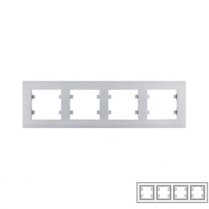 Рамка 4-містна срібло Intense Lumina-2 Hager WL5742